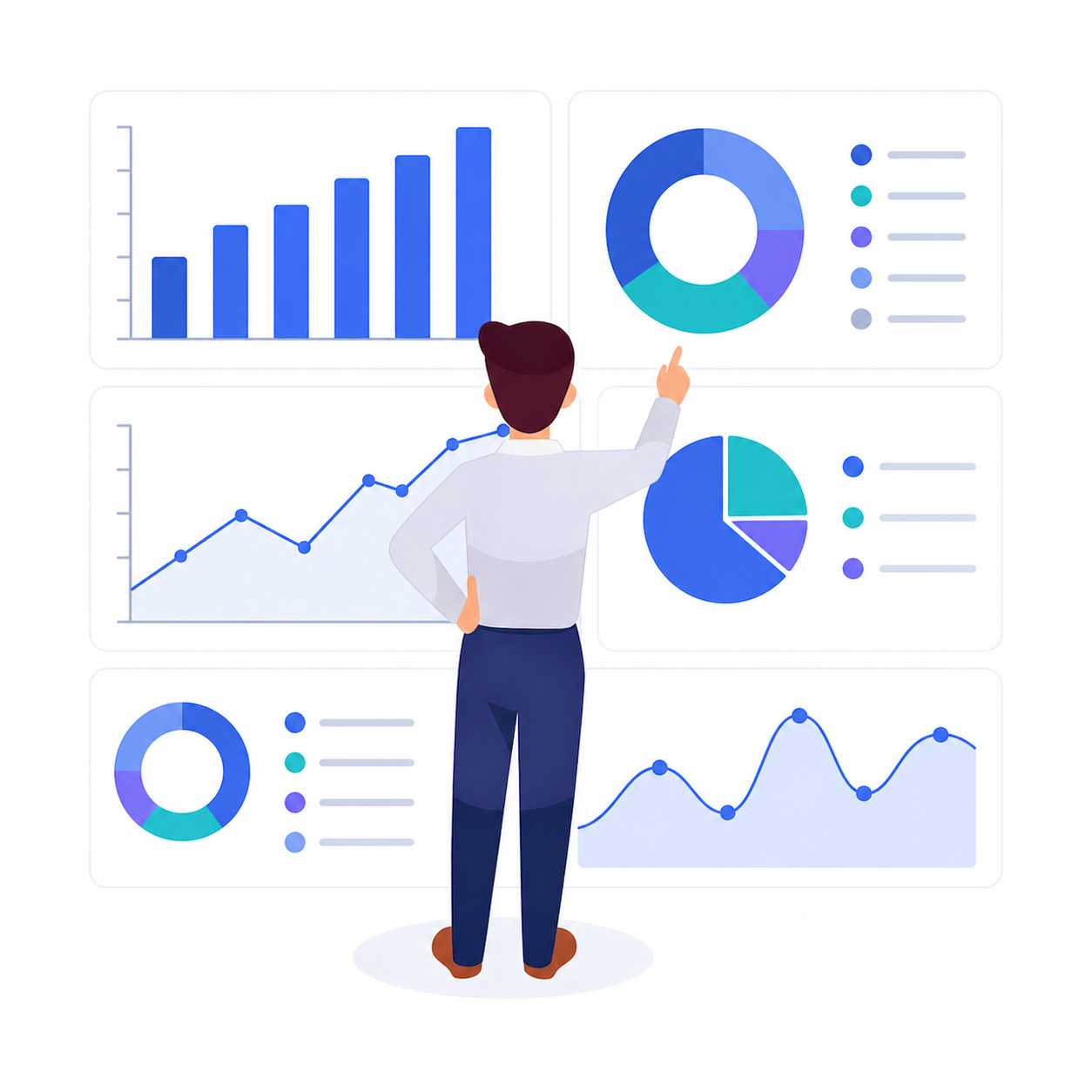 Data analysis and strategic reports illustration
