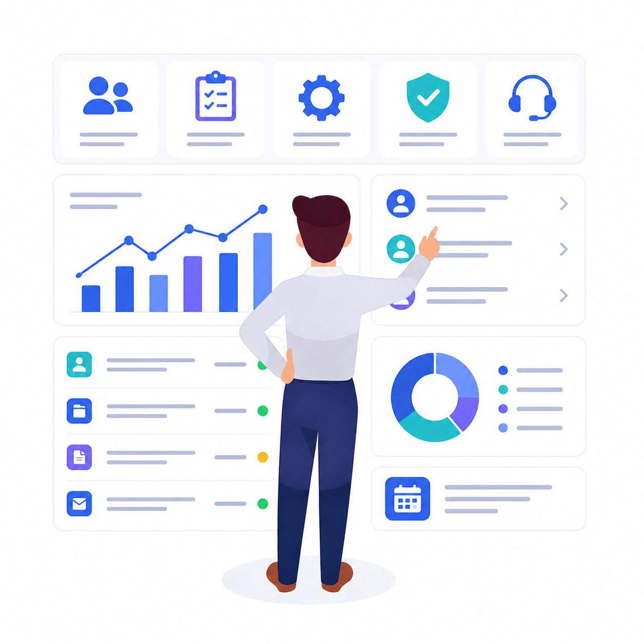 Management and ERP systems illustration